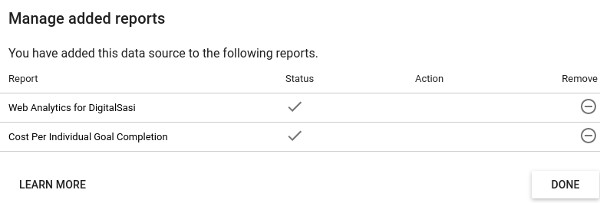 Reports List 1 - Manage Added Reports